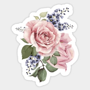 Centifolia Roses Garden Floral Design Pink Cut Flowers Hand-painted  Flower Sticker